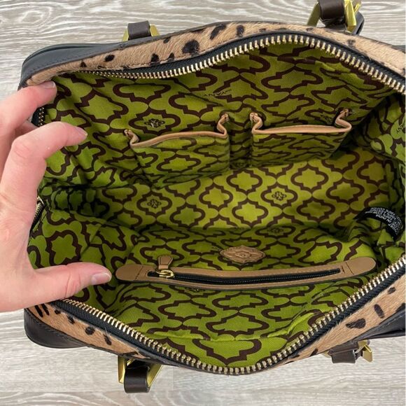 orYANY Leopard Cow Calf Hair Leather Studded Satchel Crossbody Handbag Purse Cow - Picture 12 of 16